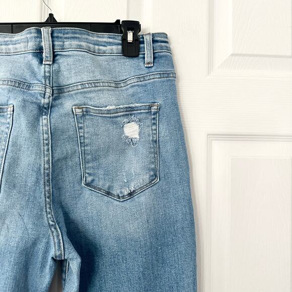 Vervet High Rise Distressed Flared Leg White Wash Denim Jeans Clean Hem 32 - Picture 3 of 15